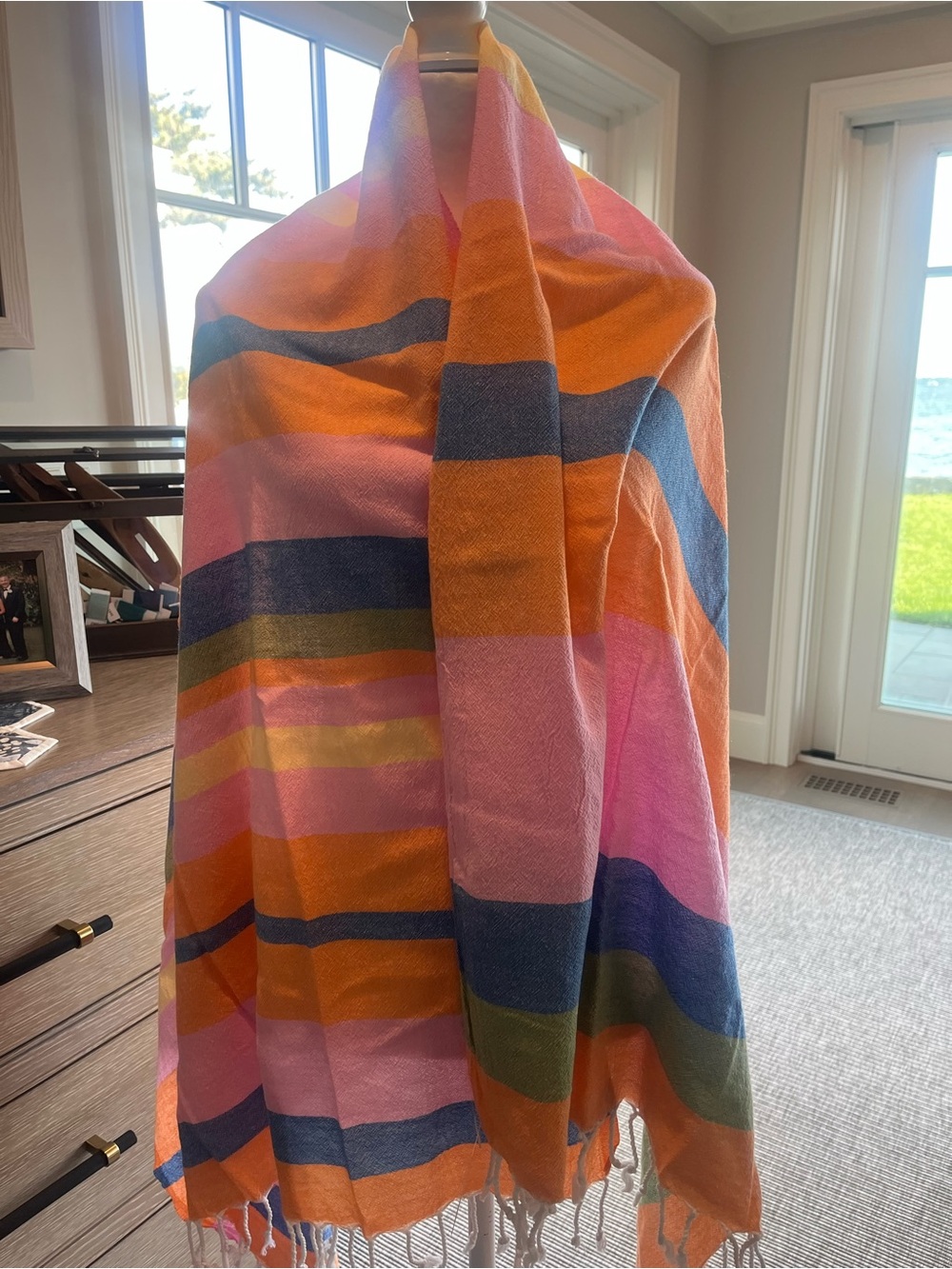 Colorful Striped Beach Towel - Pink, Orange & Blue
